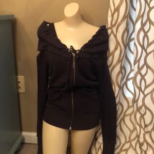 Free people black off shoulder hoodie
